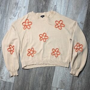Dreamers by Debut | Feeling Femme Raised Floral Boho Sweater Sz M/L